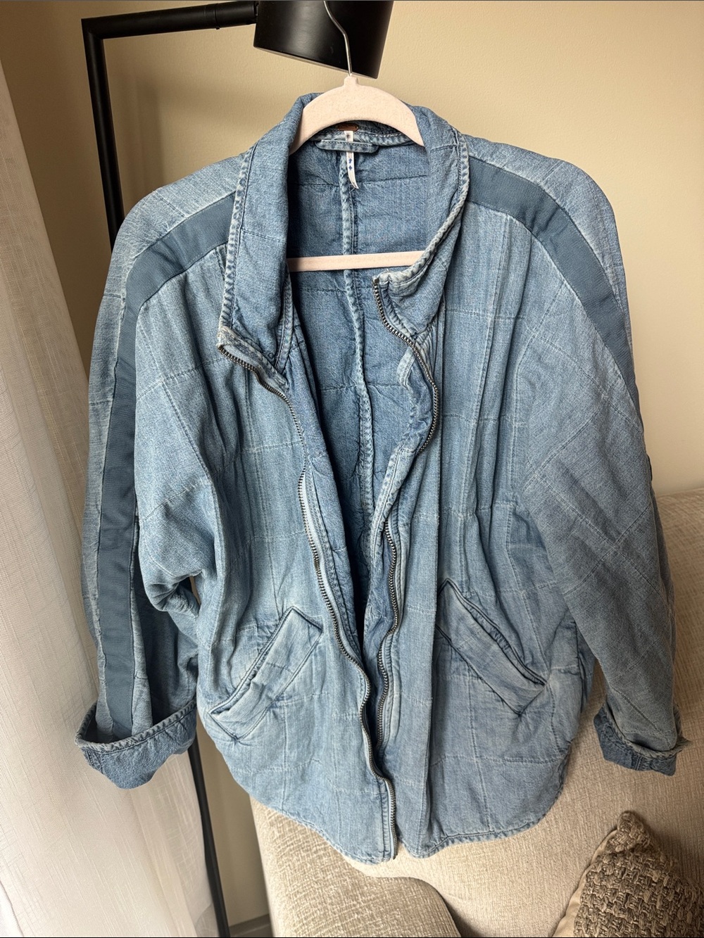 Free People Light Wash Blue Denim Jacket